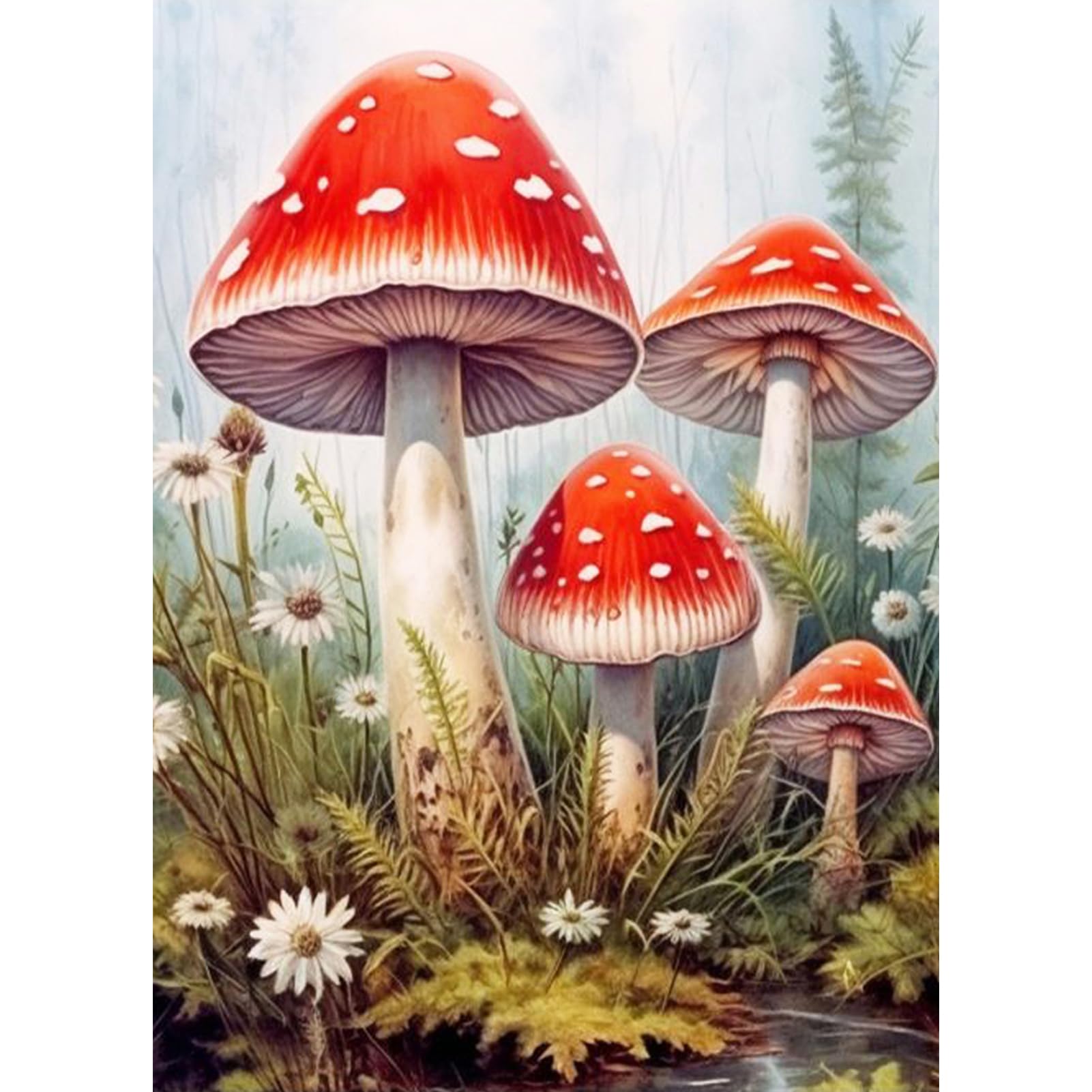 Jatok Green Diamond Art Kits Adults, Mushroom Diamond Painting Kits For Adults Beginners, Diy Full Drill Gem Art Kits Crafts Home Wall Decor Gifts, 12X16in/30X40cm