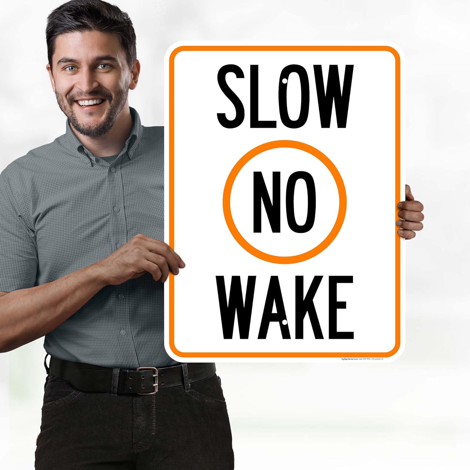 Slow No Wake Yellow Sign, 18x24 Inches, Rust Free .063 Aluminum, Fade Resistant, Made in USA by My Sign Center
