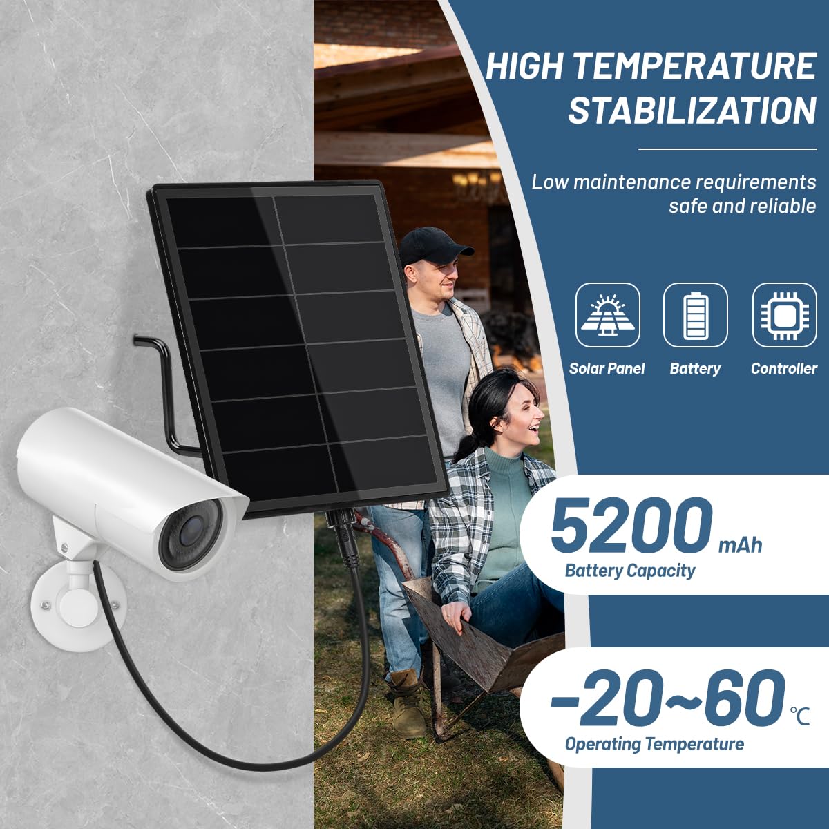 D5 zestaw mini paneli słonecznych 3 w 1, ładowarka solarna 5 W, wbudowany kontroler z baterią 5200 mAh, Dc5521 6 V wyjście do kamery szlakowej
