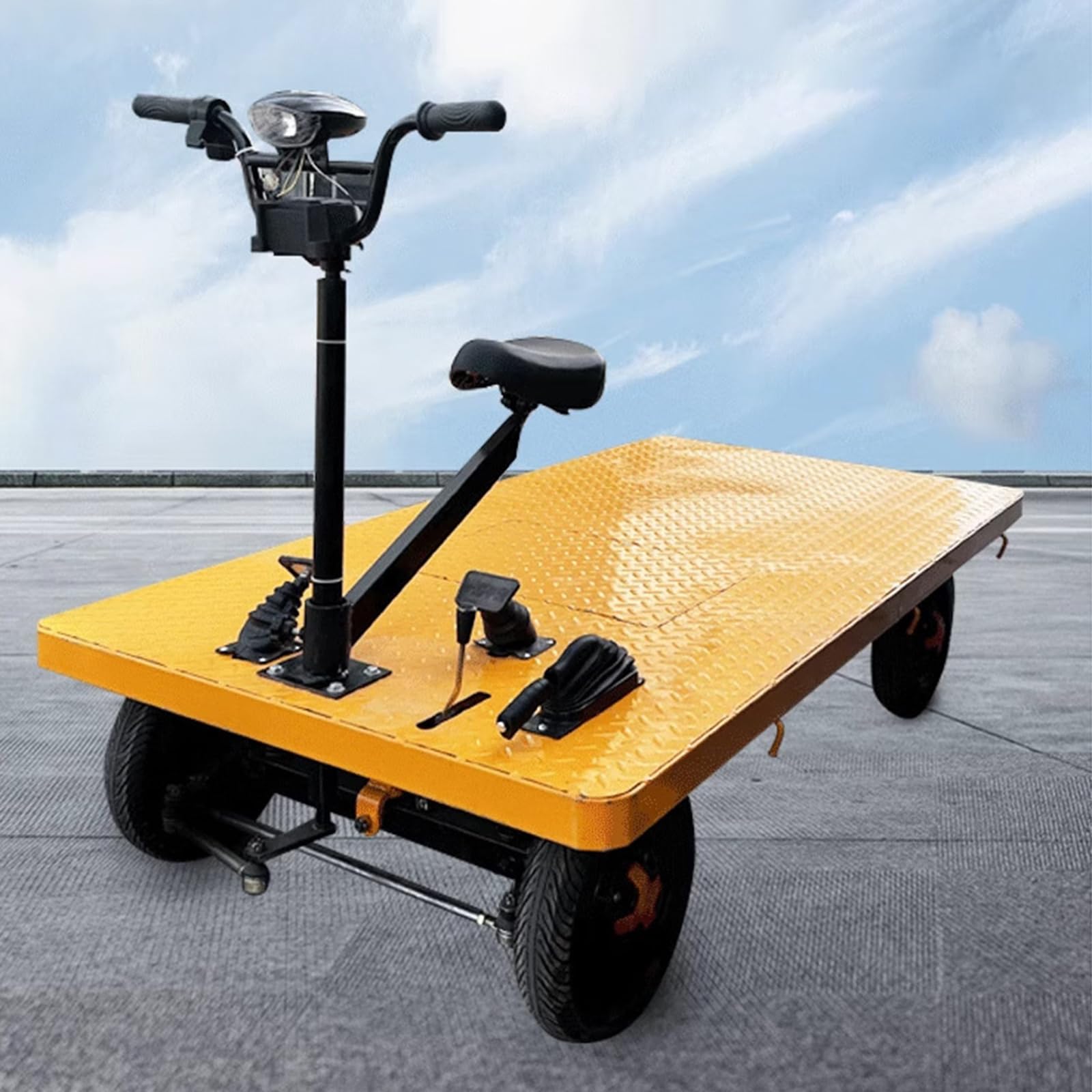 Elektro Pritschenwagen Tragbar Langlebig Transportwagen Klappbar 600kg Rollwagen Mit Lenkbarer Luftbereifung Plattformwagen Transporthilfe Handwagen Mit Feststellbremse,04