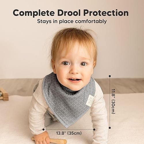 Miniatura 119 de KeaBabies 8 unidades de baberos tipo bandana orgánicos para niñas - Baberos tipo triángulo súper absorbentes para bebés que babean y están en