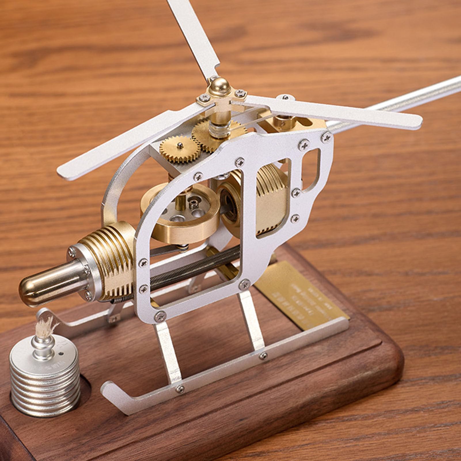 Kit Modello di Elicottero Motore Stirling Giocattolo Educativo Sull'energia Dell'aria per L'apprendimento della Fisica e Assemblaggio Fai-da-te 25x14x13,5 Cm