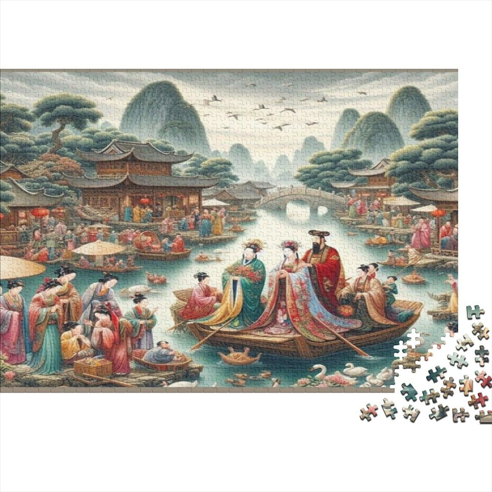 Ancient Chinese Festival Jigsaw Puzzle 1000 Pieces Recycled Paper for Adults Adult Jigsaws Impossible Challenging Game Fun Home Activity Great Gift for Men Women 38x26cm/1000pcs