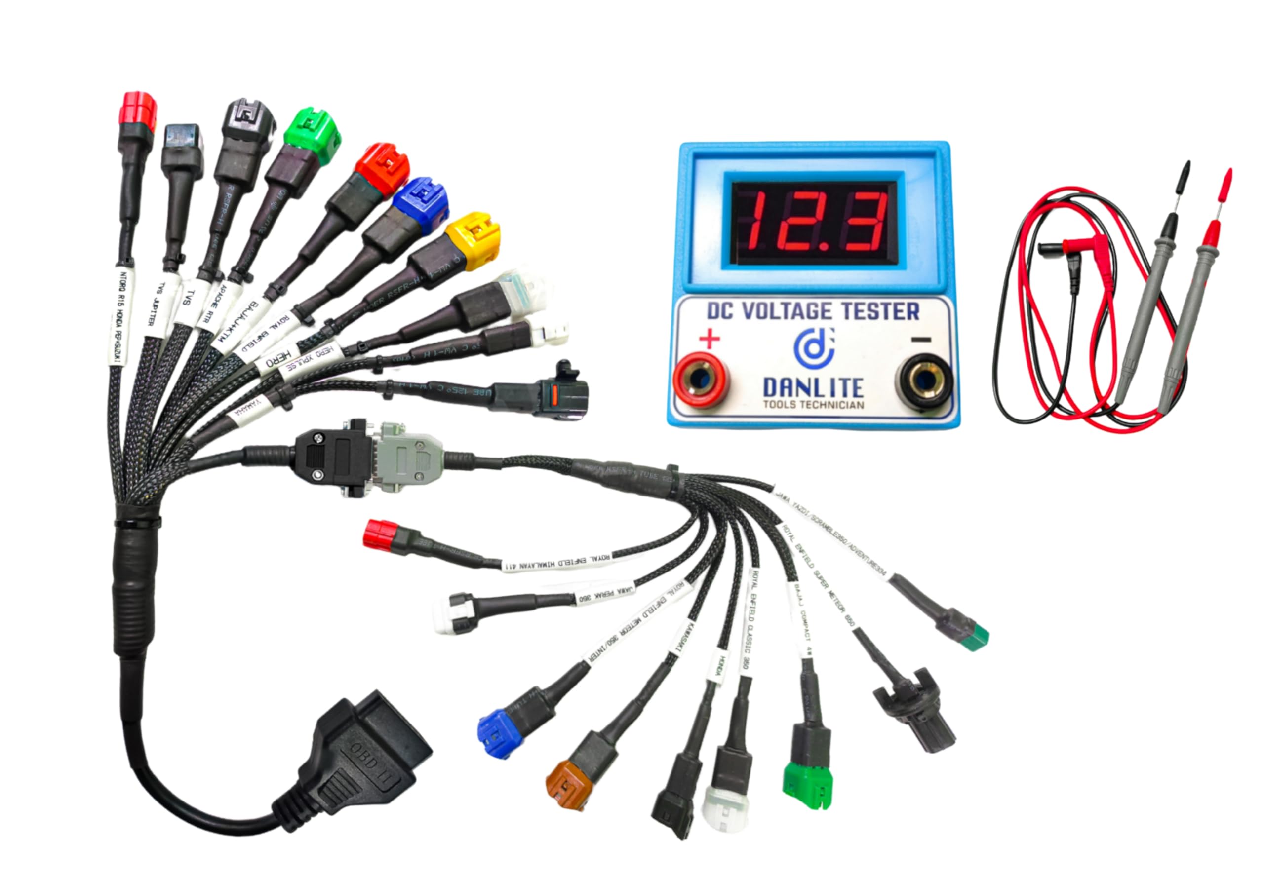 DANLITE TOOLS TECHNICIAN BS6-BS7 Bike Scanning Cable DC Voltage Tester Work with All Bikes Fast Connectivity OBD Cable