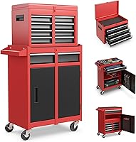 Vista 1 de IRONMAX Rolling Tool Chest, Lockable 5-Drawer Tool Cabinet w/Tool Side Slot & Universal Wheels, 2 in 1 Detachable Tool Box Storage Organizer for