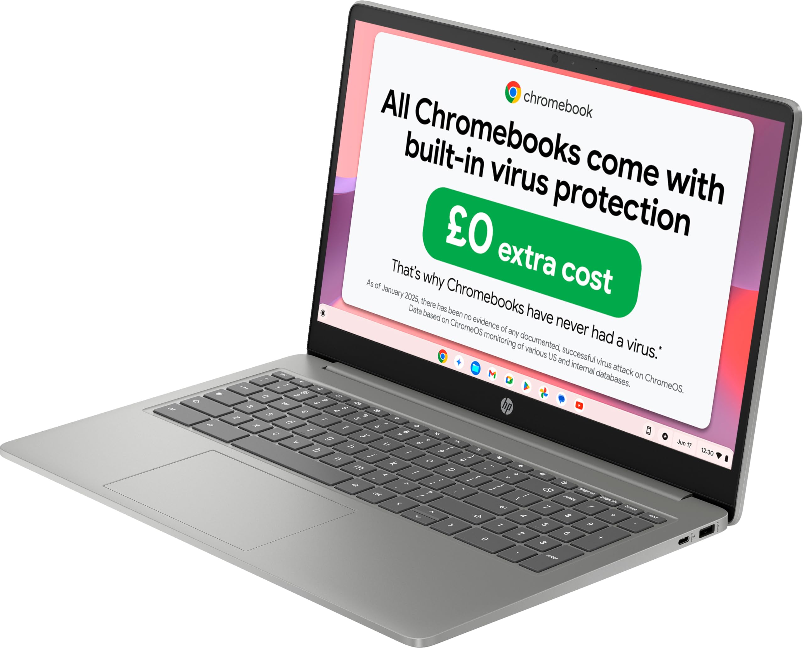 HP Chromebook 15.6" | Intel N100 Processor | 4 GB RAM | 128 GB Flash Storage | Intel UHD Graphics | HD Display | Up to 11.5 Hours Battery | Chrome OS | Dual Speakers | Mineral Silver | 15a-nb0005sa — view 16