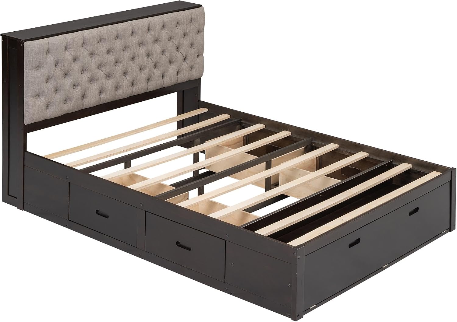 Queen Size Rack Amazon.com: Vinsetto Wood Queen Size Platform Bed with Storage ...