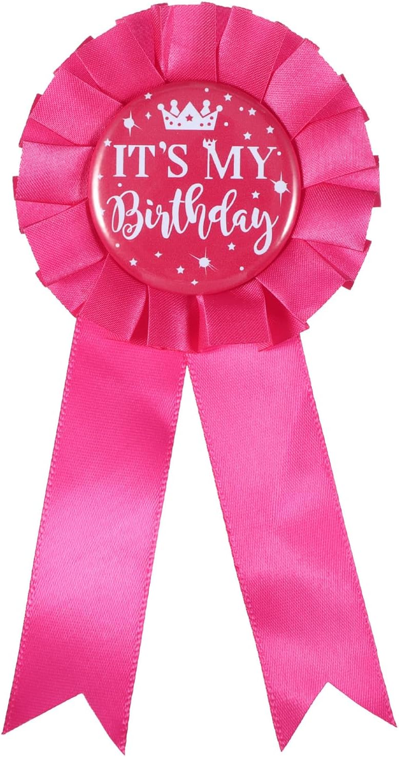 Pink Satin Birthday Girl Pin, Fabric Magenta Happy Birthday Pin | Eye-Catching 6-Inch Tinplate Frame With Soft Ribbon, Rounded Safe Edges, Lightweight Scratch-Proof, Sweet Birthday Gift