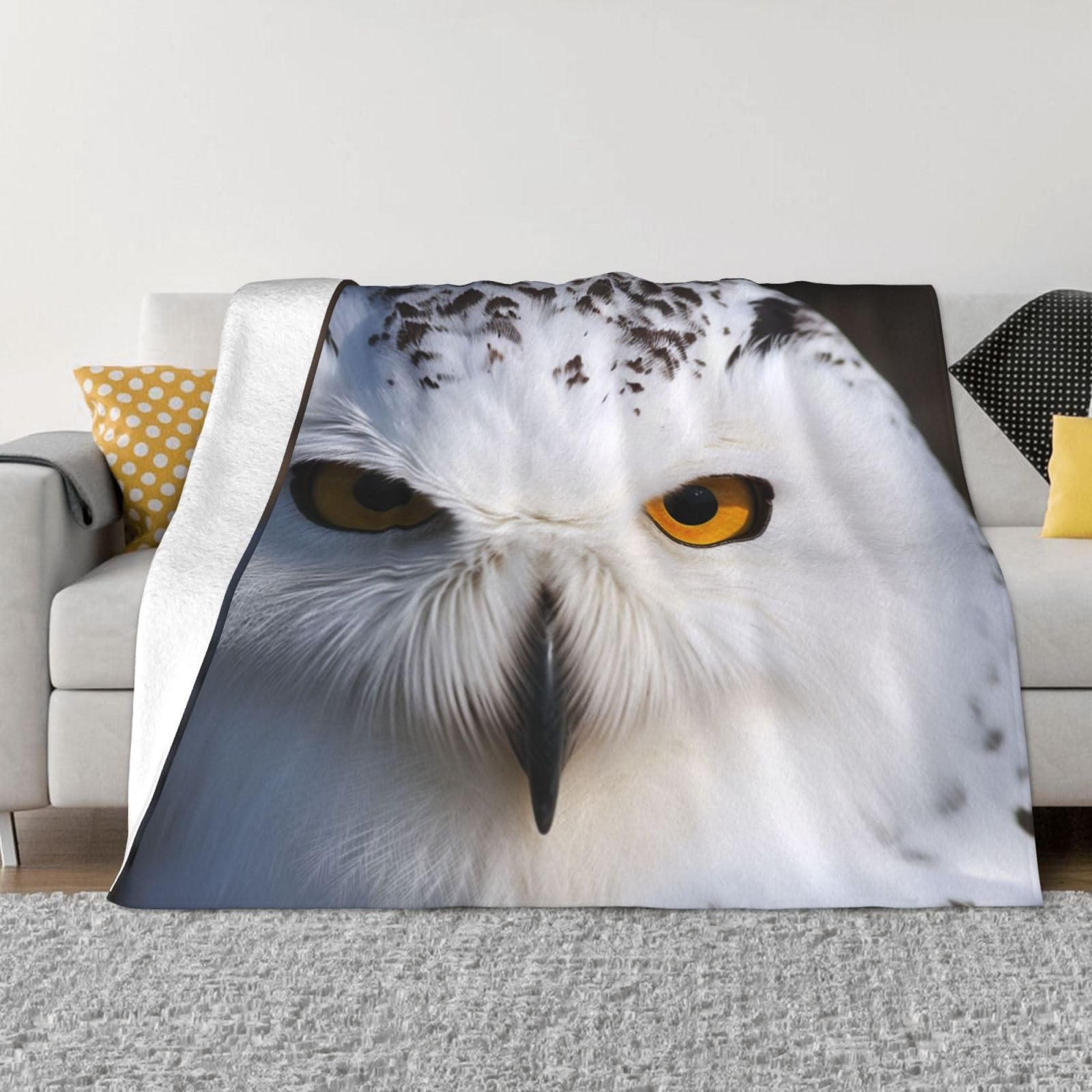 Jeté de lit réversible hibou KHiry couverture en flanelle 152x127 cm