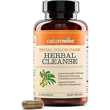 Naturewise Total Colon Care Herbal Cleanse - With Prebiotics, Botanicals, &amp; Antioxidants - for Regular Bowel Movement, Digestion, Gut Health - Vegan, Gluten-Free, Non-GMO - 60 Capsules[2-Month Supply]