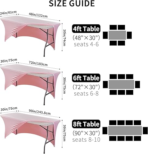 Miniatura 4 de Indoor-Beauty Mantel de elastano de 6 pies, mesa rectangular ajustable, mantel elástico universal para mesa de patio para bodas, banquetes, fiestas