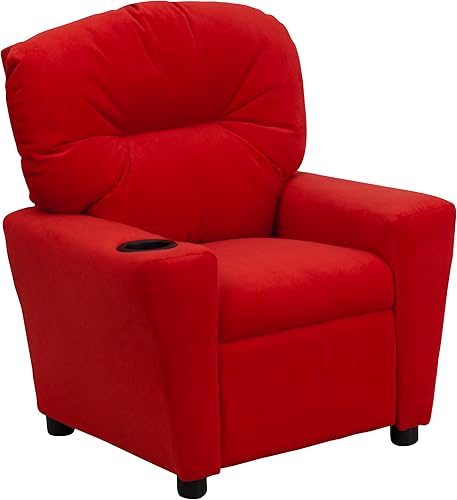 Miniatura 203 de Flash Furniture Chandler LeatherSoft - Silla reclinable para niños con portavasos y reclinable de seguridad, silla reclinable contemporánea para