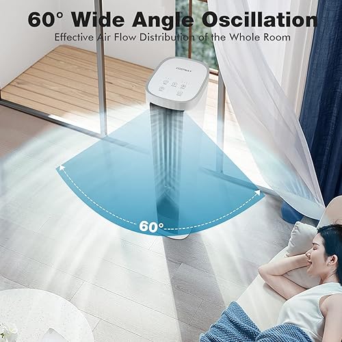 Miniatura 4 de COSTWAY Enfriador de aire evaporativo, enfriador de torre sin aspas de 40 pulgadas con control remoto, 4 paquetes de hielo, 4 velocidades,