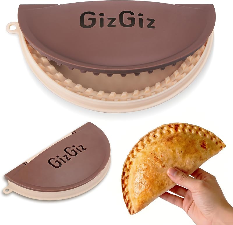 GizGiz Sellador de tortillas de doble sierra, prensa para hacer empanadas, engarzadora de tortillas para tacos de 8 pulgadas, tortilla de burrito y quesadilla, sin BPA, apto para lavavajillas, marrón