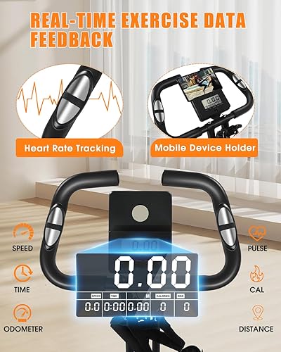 Miniatura 3 de Bicicleta estática plegable, 5 en 1, bicicleta estacionaria plegable mejorada de 16 niveles de resistencia magnética de 10 DB, bicicleta estática