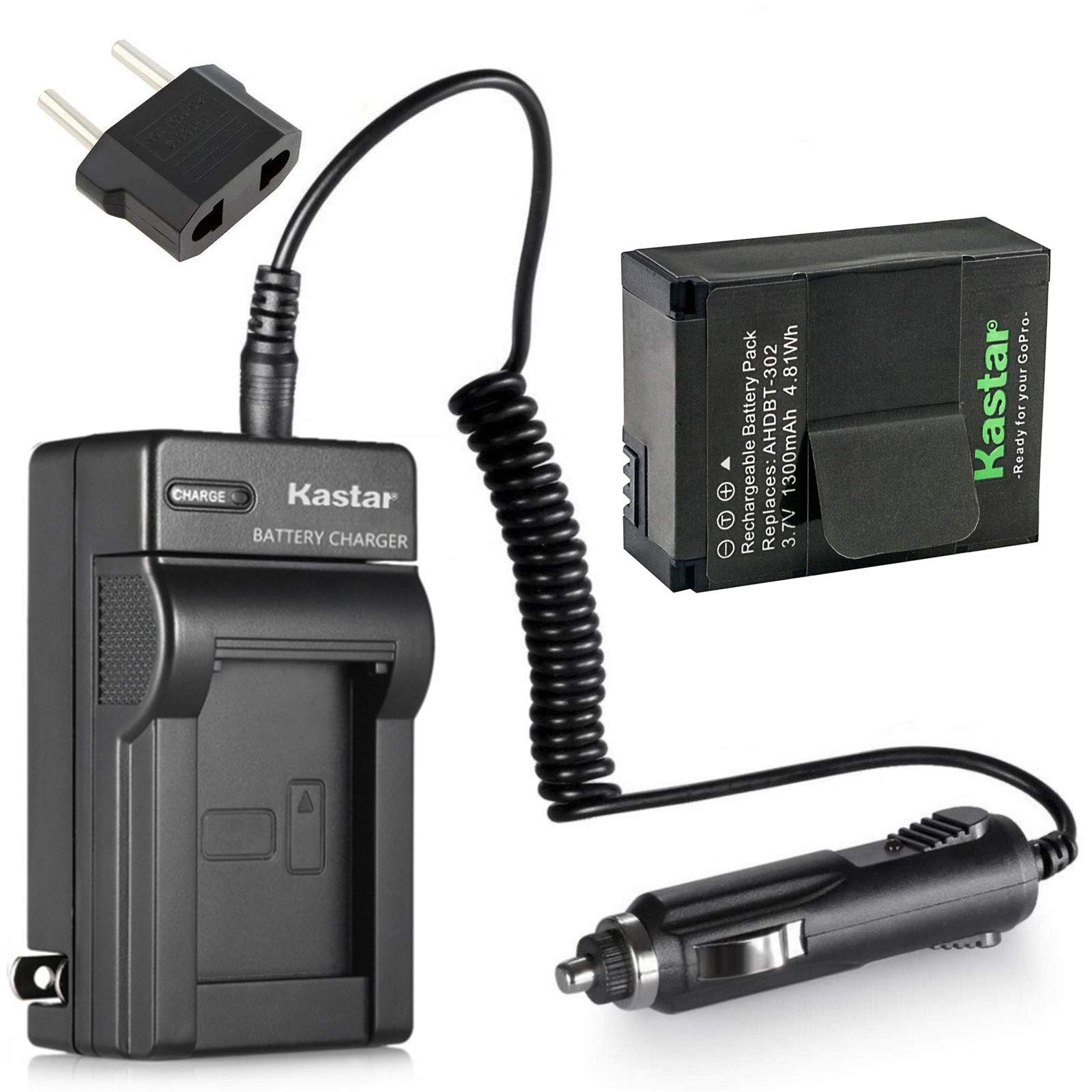 Kastar GOPRO3 Battery (1-Pack) and Charger Kit for GoPro HD HERO3, HERO3+, AHDBT-302 Work with GoPro AHDBT-201, AHDBT-301, AHDBT-302