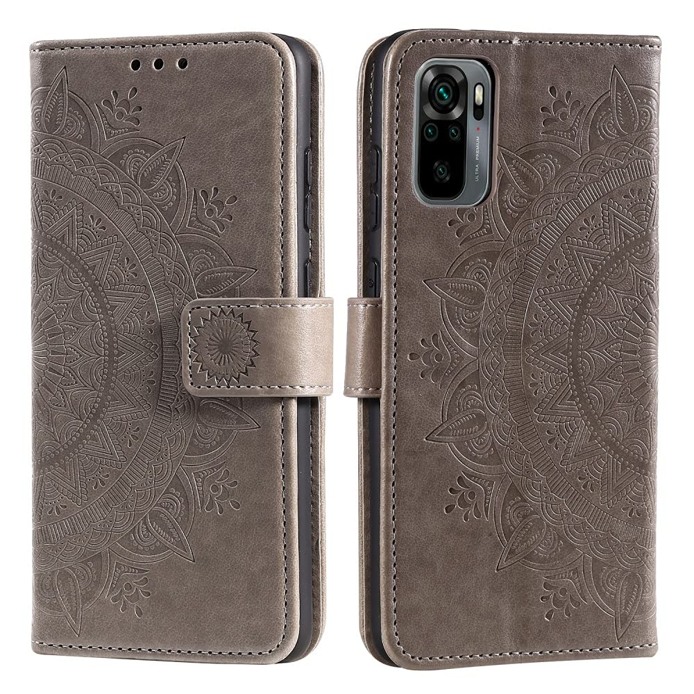 CoverKingz Portafoglio Per Xiaomi Redmi Note 10/10S - Custodia A Libro In Ecopelle Con Motivo Mandala Grigio, Slot Per Carte E Funzione Stand - 5