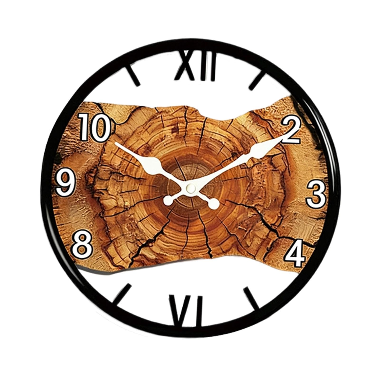Horloge murale moderne F Fityle en bois rond avec chiffres romains
