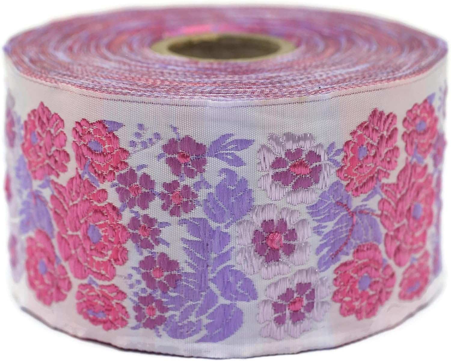 11 Yards Spool 1.37" Floral Red and Orange Woven Trim Jacquard Ribbon Vintage Costume Trims Home Decor 35097-V2