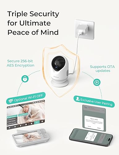 Miniatura 5 de Dr.Care VistaView Lite Smart WiFi Baby Monitor - Pantalla dividida 720P de 4 pulgadas y control de aplicación de cámara 1080P, alertas de