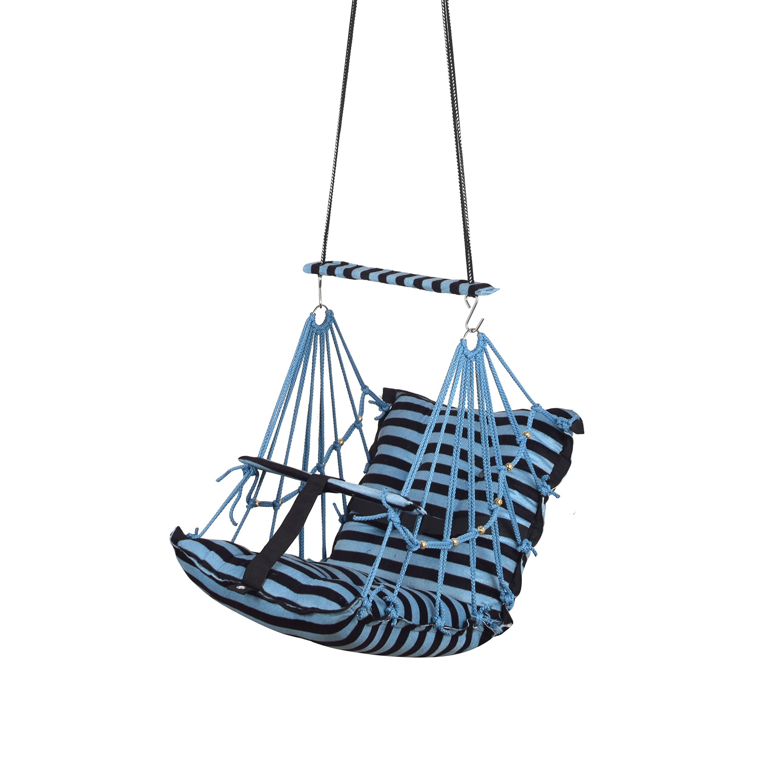 BOFFLE® Cotton Swing Chair for Kids Baby's Children Folding and Washable1-3 Years with Safety Belt/Home,Garden Jhula for Babies|Swing for Kids | Seat and Back Side 16x16 inch