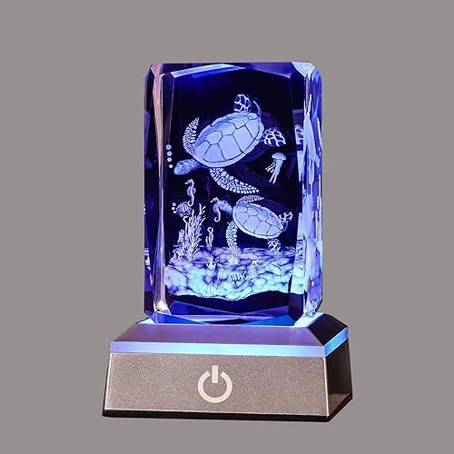 YANZXU Tortuga marina 3D "I Love You Forever" con base de luz LED colorida, regalos de Navidad, regalo de cumpleaños para novia, mujer, tía, esposa,
