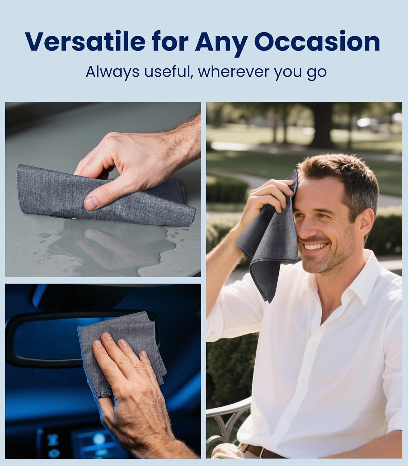 Selected Hanky Men's Handkerchiefs Pack of 12, Premium Cotton Solid Mid Gray - Image 5