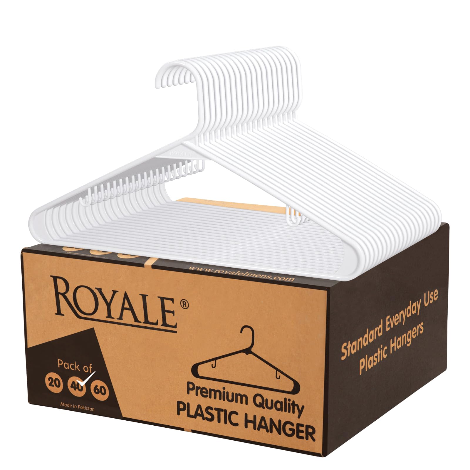 Plastic Hangers 40 Pack - White Plastic Hangers - Clothes Hanger with Hooks – Heavy Duty Space Saving Coat Hangers Ideal for Everyday Use for Tops, Skirt, Dress, Shirts, Pants (40 Pack, White)