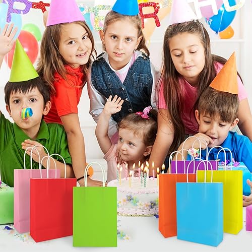 Miniatura 6 de 20 bolsas de regalo de papel kraft con asa, bolsas de regalo amarillas de tamaño pequeño a granel, bolsas de dulces, bolsas de venta al por menor