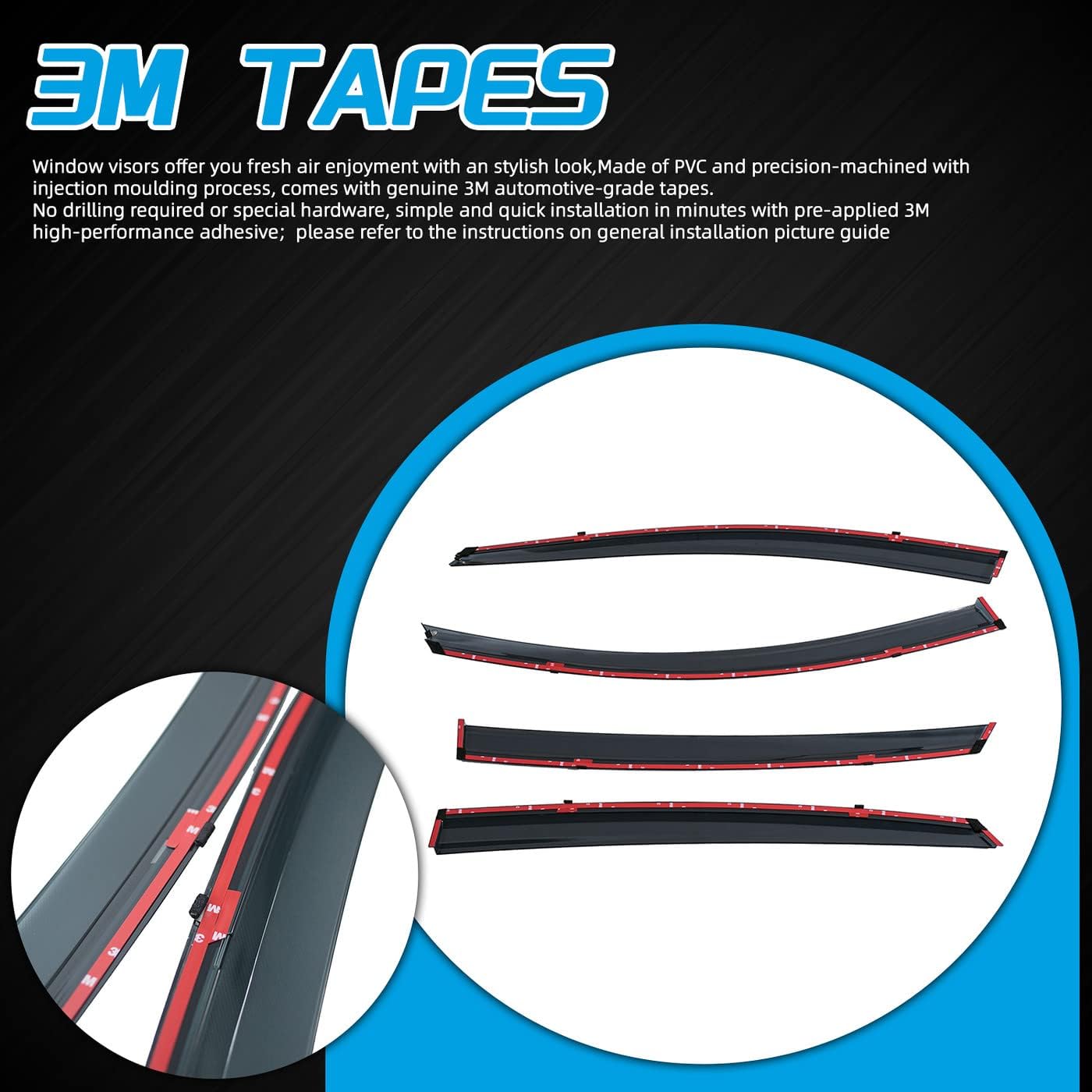 Deal 4-Piece Set Outside Mount Tape On/Clip On Type Smoke Tinted Sun/Rain Guard Vent Window Visors with Chrome Trim Compatible with 2016-2022 Malibu