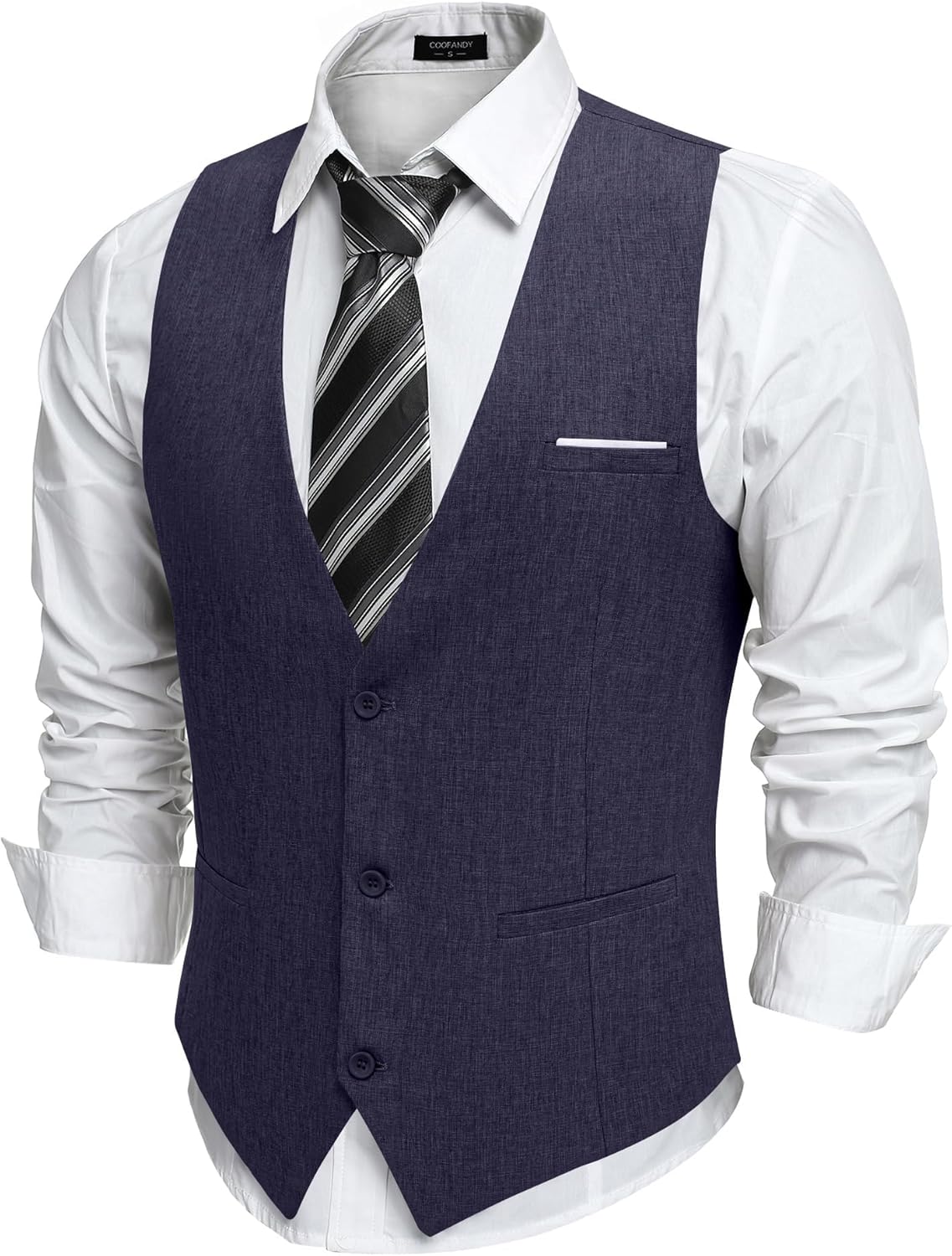 COOFANDY Men's Suit Vest Slim Fit Casual Business Vests Lightweight V-Neck Formal Dress Waistcoat for Wedding Prom