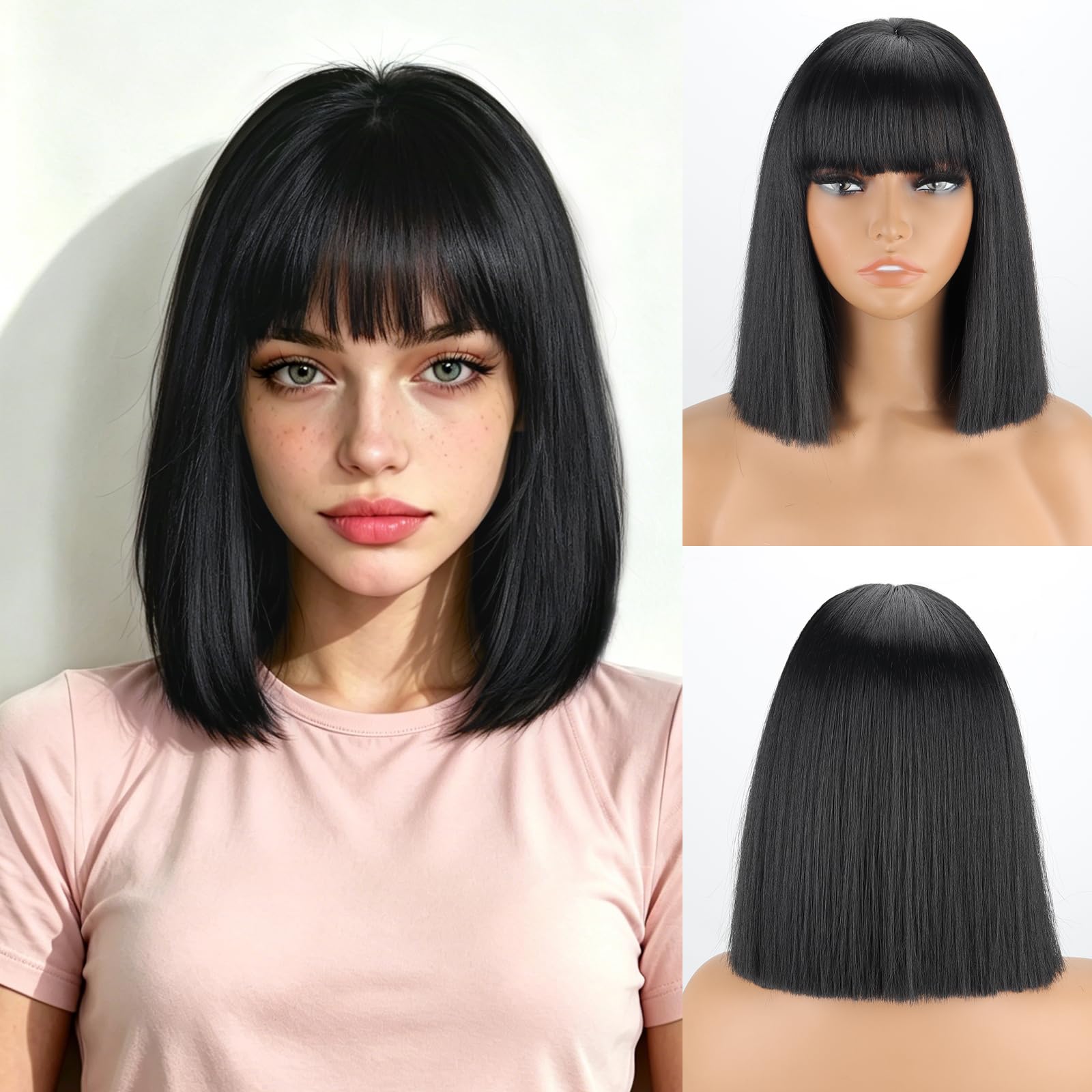 ショートストレート BLACK JACK BOB WIG Amazon.com: karlery Adult Straight Short Hair Black Bob Wig with