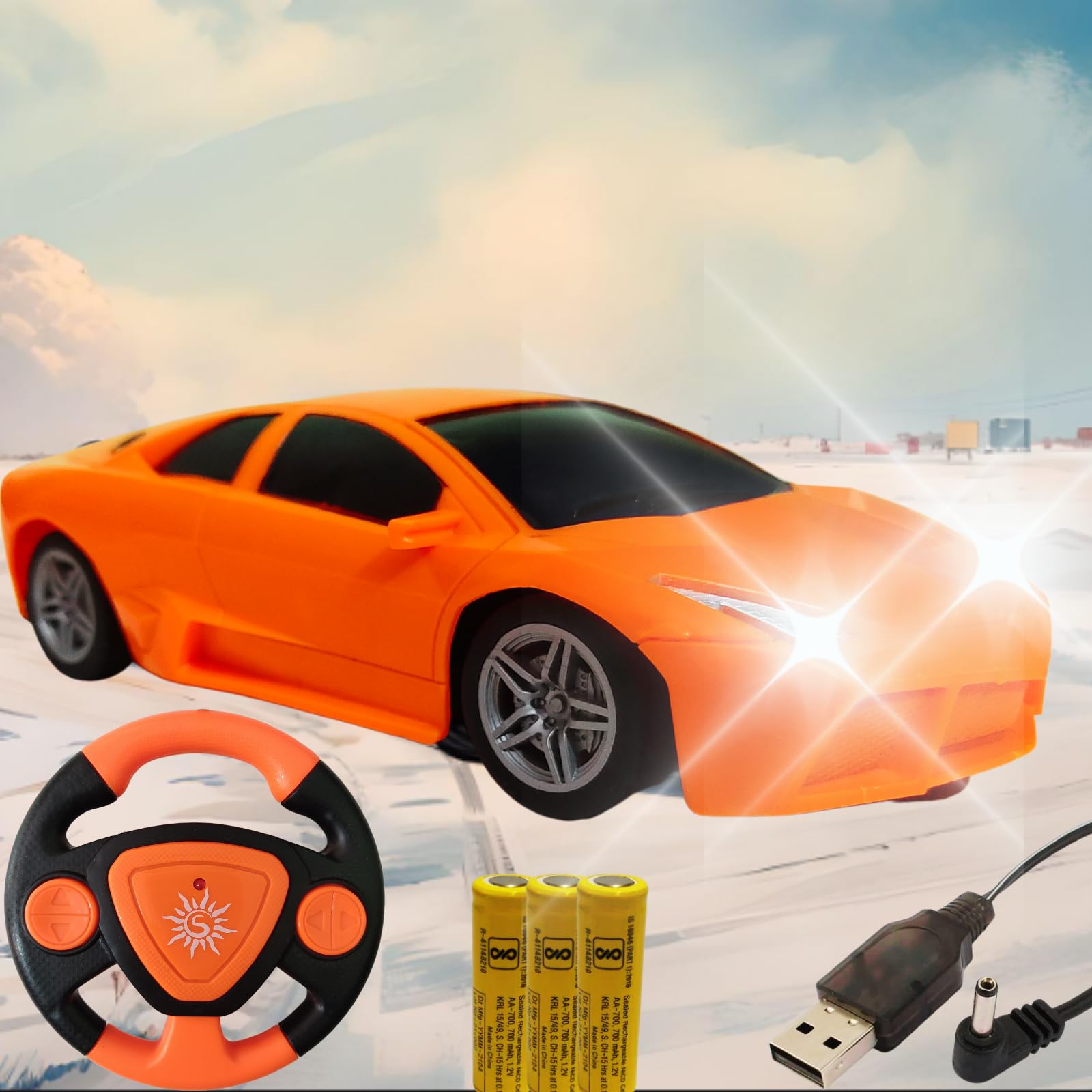 KIDZYMON® Fast Speed Remote Control Car Toy with Steering Remote Control, LED Lights, Suitable for Kids 4+, Bogati Shape Model - Rechargeable Battery (Sport Orange) (B0C8ZHGCCT) Amazon Price History, Amazon Price Tracker