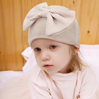 UTTPLL Newborn Beanies Cap No Scratch Mittens Set 0-6 Months Infant Bow Caps Baby Girls Boys Cute Nursery Headbands Hats