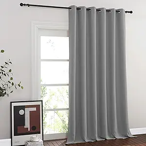 NICETOWN Blackout Curtains & Drapes - Privacy Thermal Efficiency Backdrop Curtains for Bedroom Room Divider Living Room Patio Sliding Glass Door, Wide 80 x Long 144 inch, Silver Grey, 1 Panel