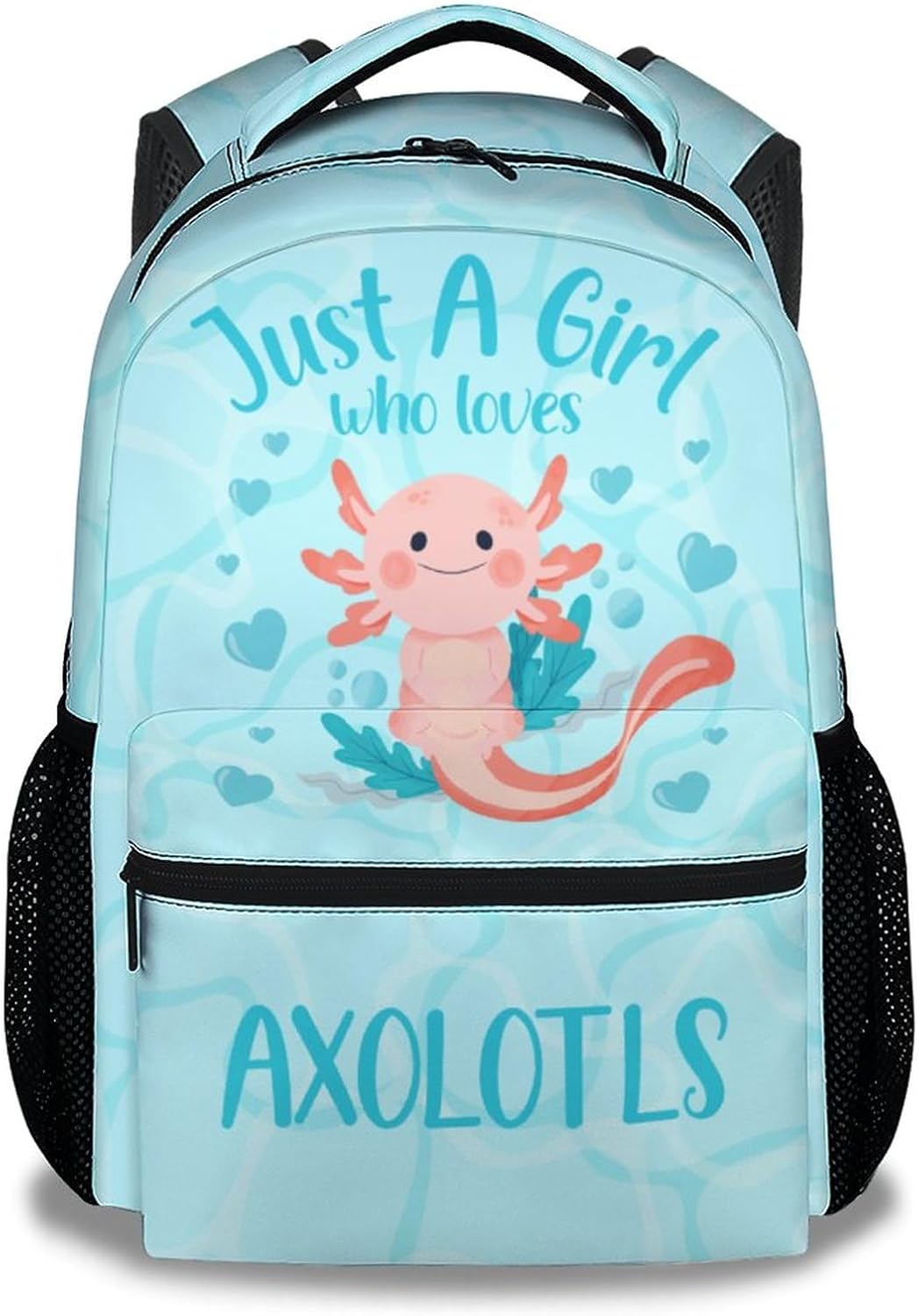 Axolotl Backpacks for Girls - 16 Inch Cute Backpack for School - Blue, Large Capacity, Durable, Lightweight Bookbag for Kids Travel