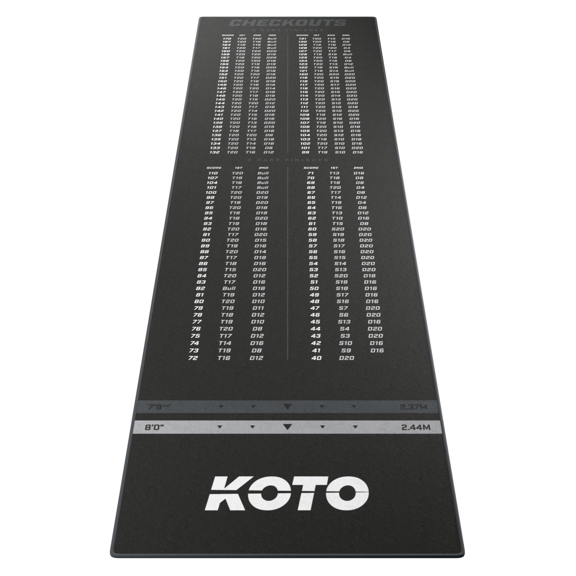 KOTO - Carpet Checkout Grey 285 x 80 cm Incl. Score Indicator, Non Slip Carpet Darts Mat, Professional Dart Mat, PRedect Floor & Darts — image 1