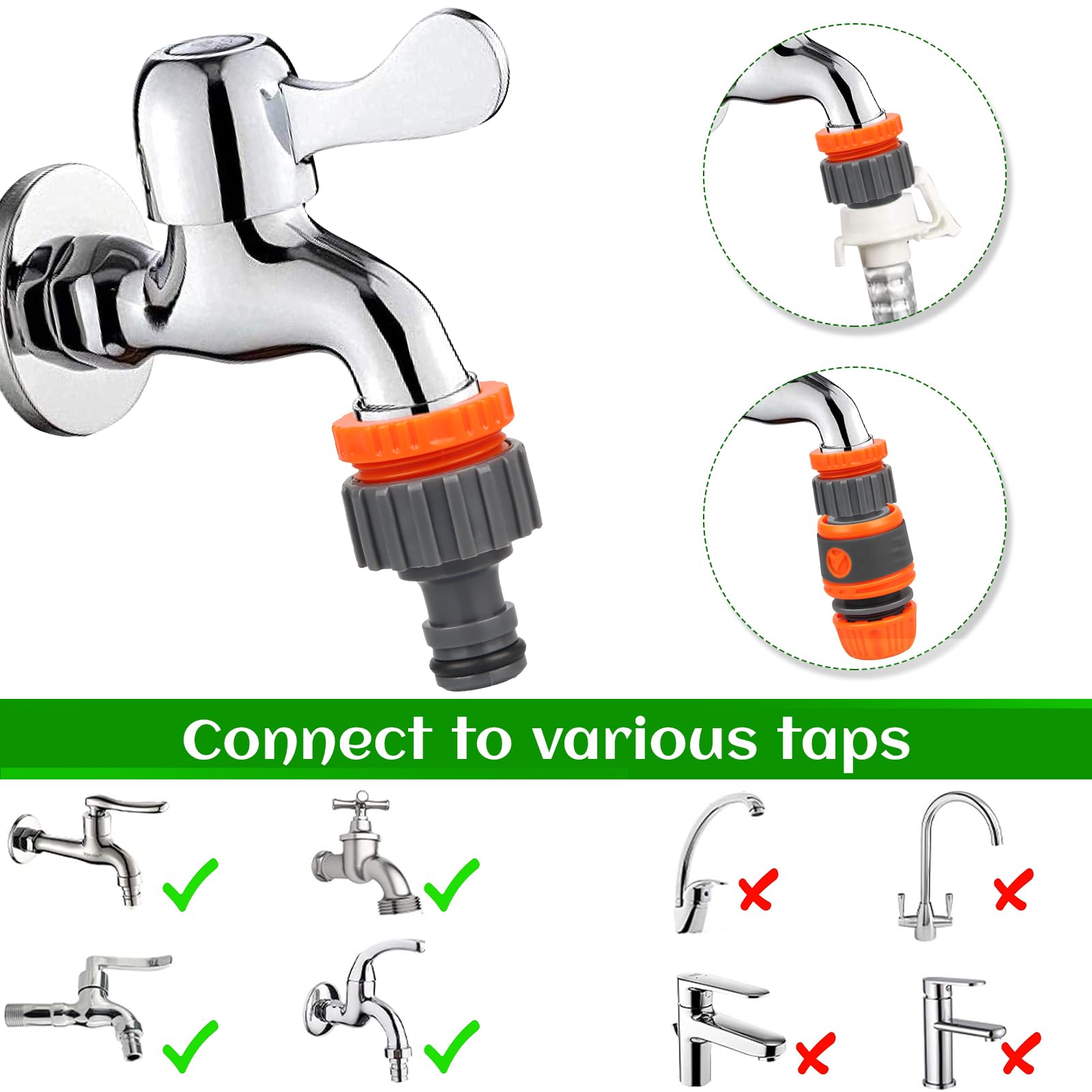 6pcs Adaptateurs De Tuyau D'arrosage Avec Bande D'étanchéité PTFE De