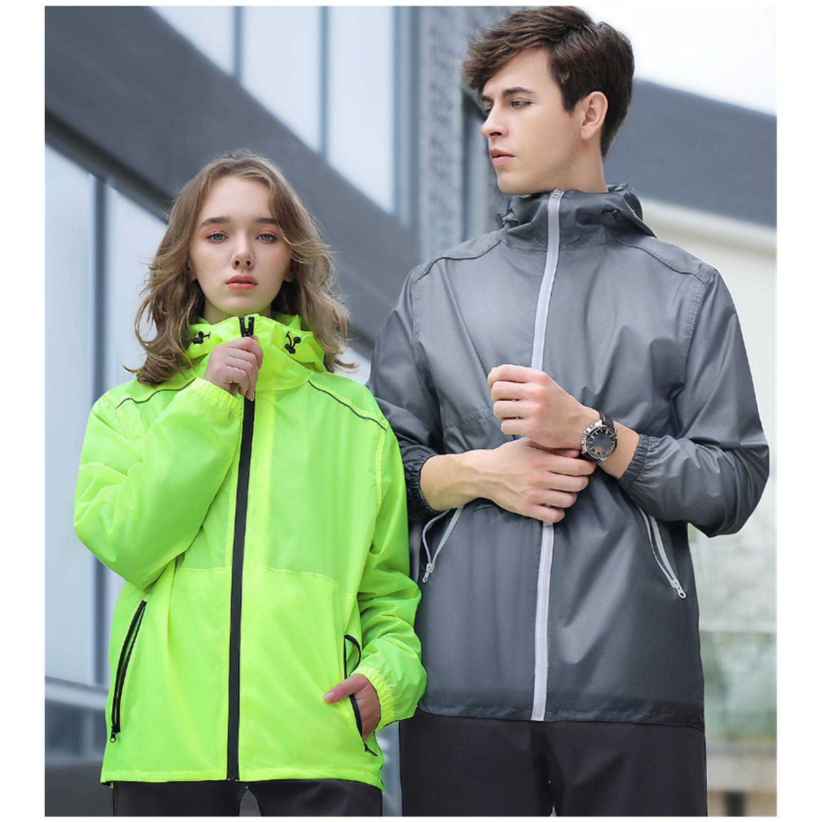 Poncho Antipioggia Camicia da Uomo per Donna Pantaloni per Pantaloni Set da Piogge Resistenti al Vento E Leggero Giacca per Pioggia per Pioggia Mozzafiato-Grigio-m