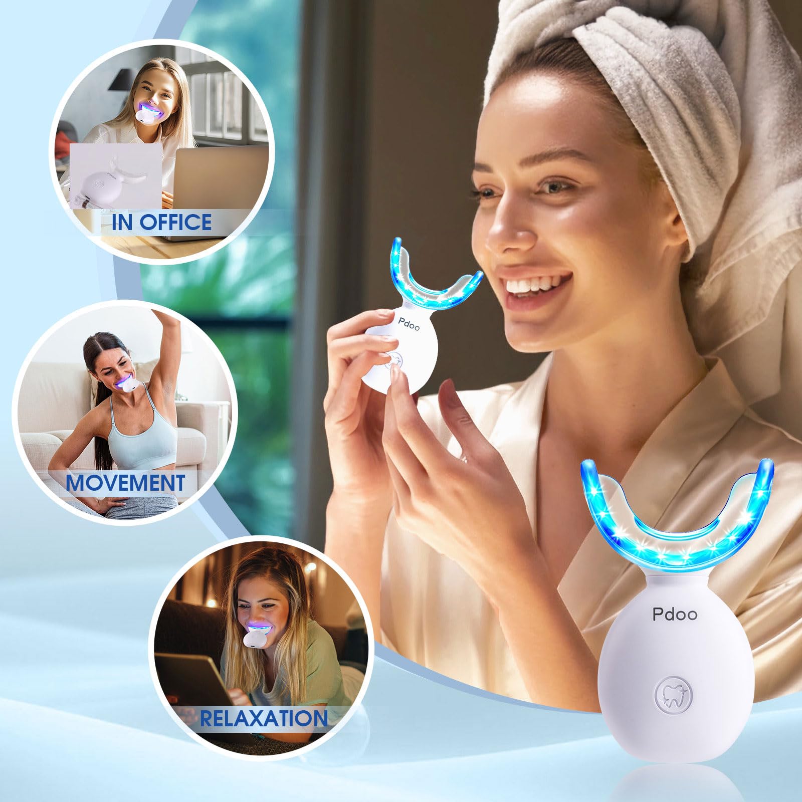 Kit Blanchiment Dentaire Professionnel LED 5 Gels PAP+ 3ml Sans Peroxydes Sans Sensibilité
