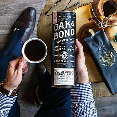 Miniatura 5 de Oak & Bond Coffee Co. Paquete de 3 unidades de café añejado en barril: whisky escocés, bourbon, whisky de centeno, 30 onzas