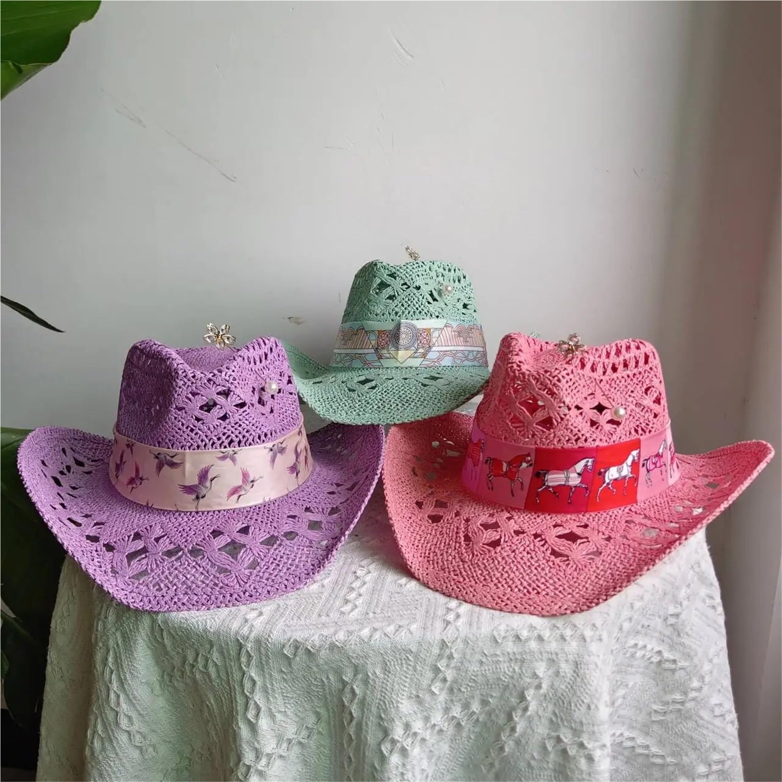 Cappello Paglia Cowboy Cappello Estivo in Paglia da Cowboy Intrecciato a Mano
