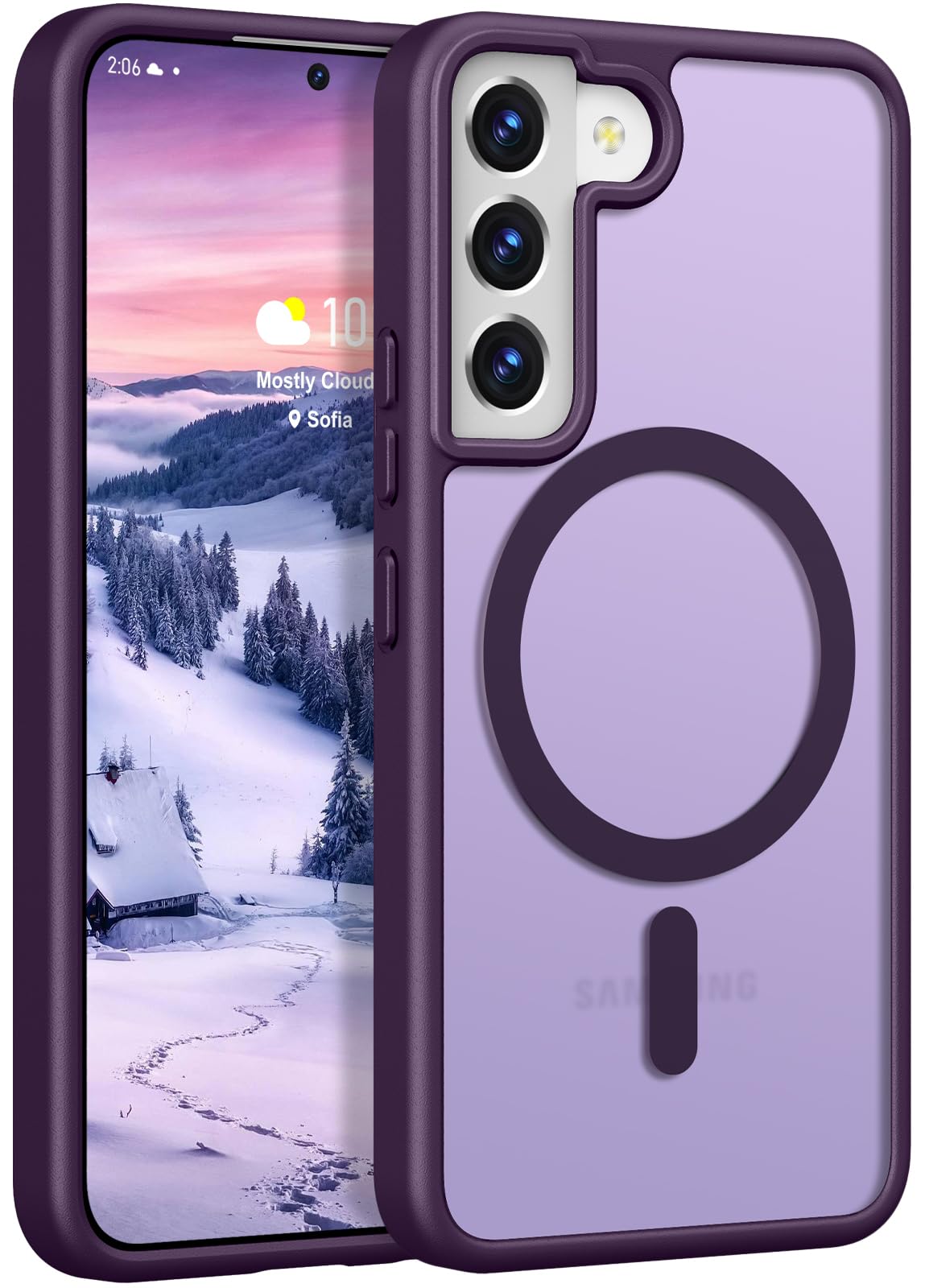 Rayboen for Samsung Galaxy S22 Case Magnetic, [Compatible with Magsafe] Protective Skin Feel Matte Phone Cover for Samsung S22 with Semi-Clear Hard