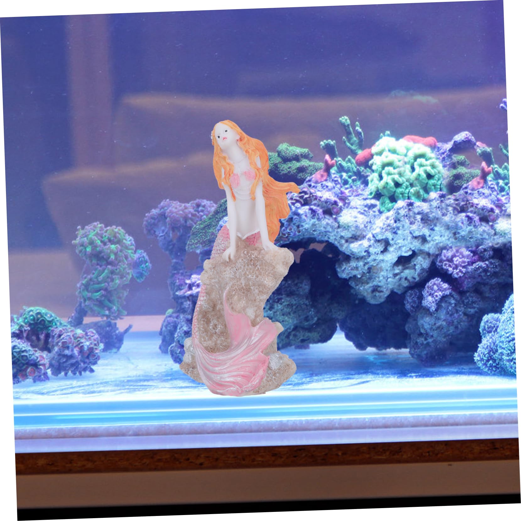 Cabilock 2 Piezas Decoración De Sirena Decoración De Peces Adorno De Mesa Accesorios para Peceras Adorno De Paisajismo De Sirena Falsa Adorno De Sirena Tanque De Peces Rosa Resina
