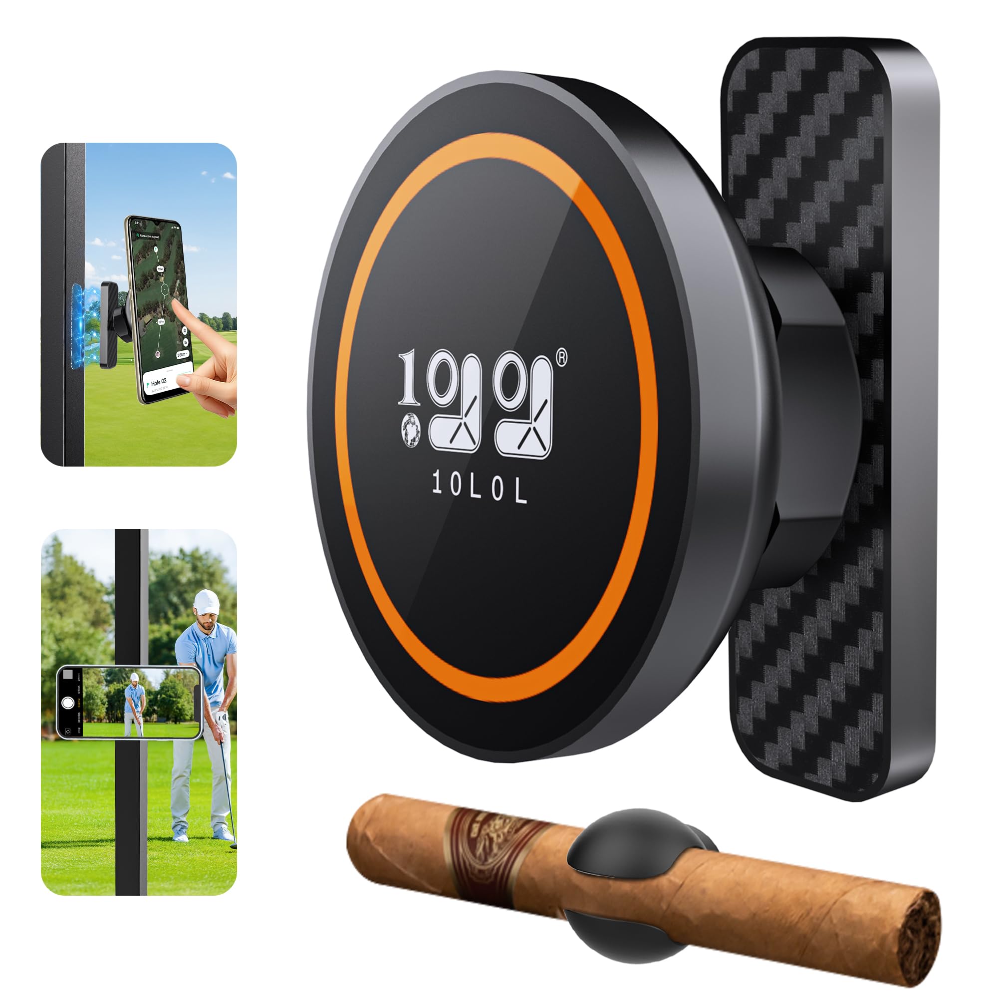 10L0L Magnetic Golf Cart Phone Holder for MagSafe iPhone 16/15/14/13/12, 360° Rotatable, One-Hand Operation, Fits Yamaha/EZGO/Club Car - Includes Free