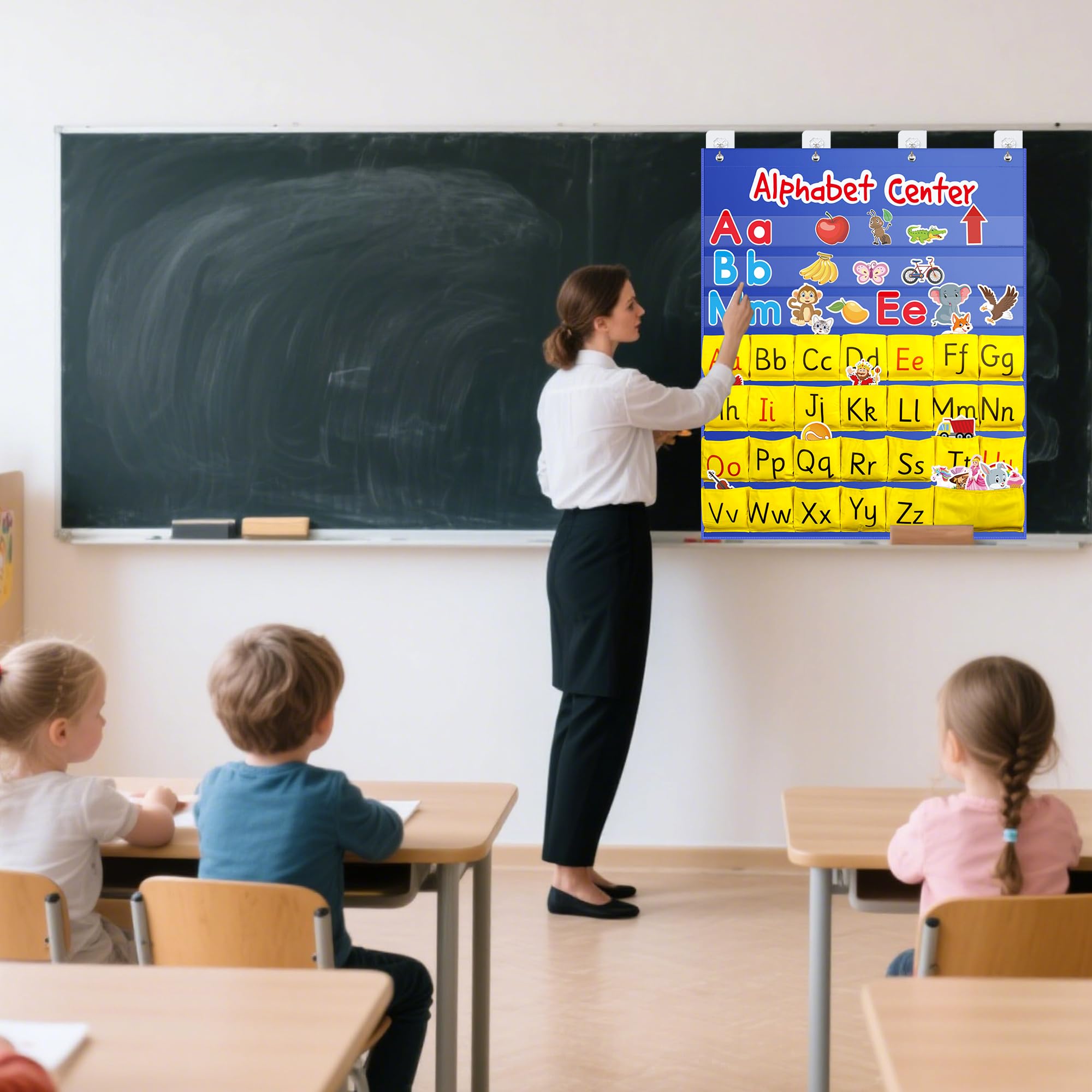 ZKOO Alphabet Learning Pocket Chart, Alphabet Wall Chart 104 Animal Flash Cards and 26 Lowercase and Uppercase Letter Cards, Student Daily Learning The Letter, Great for Classroom Homeschool - Image 9