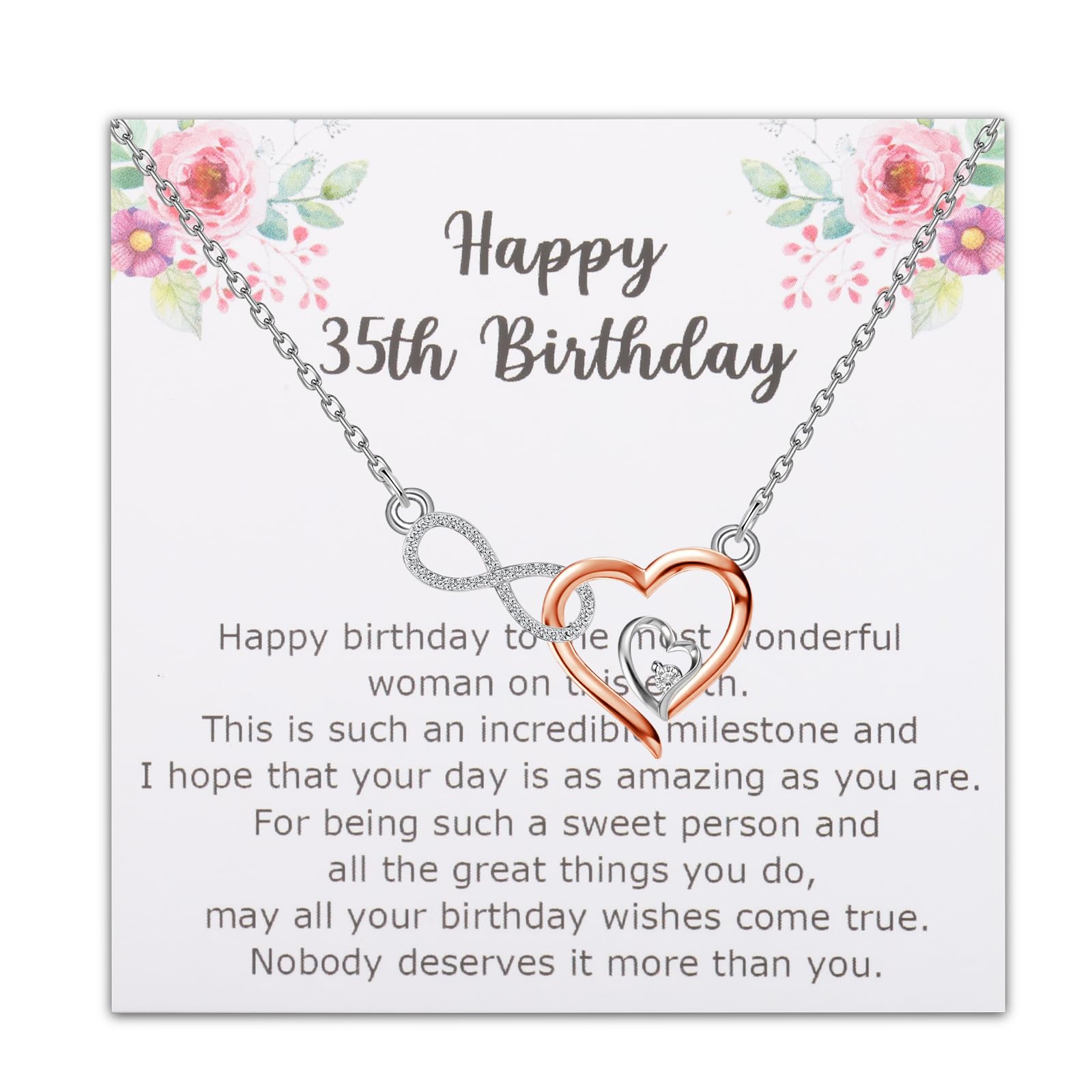 WSNANG Happy 35th Birthday Necklace Birthday Jewelry Gift for Mother Daughter Sister Friend 35th Infinite Heart Necklace