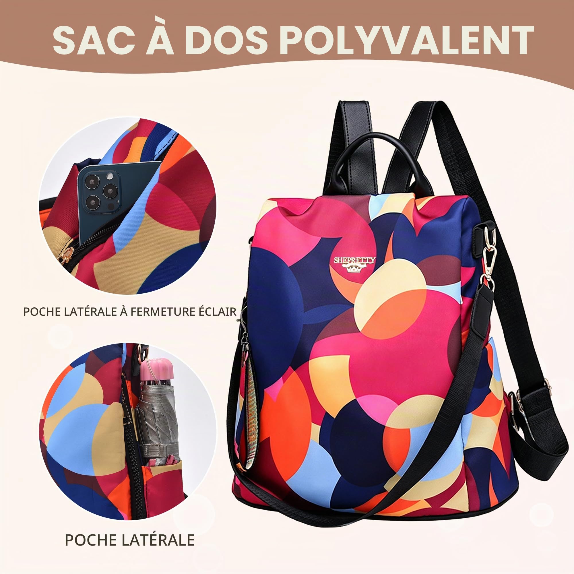 shepretty Sac à Dos Femme Sac de Voyage Sacs d'école 2026