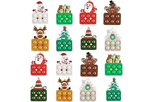 Christmas Pop Its Fidget Toy Keychain Key Rings 16 Pc