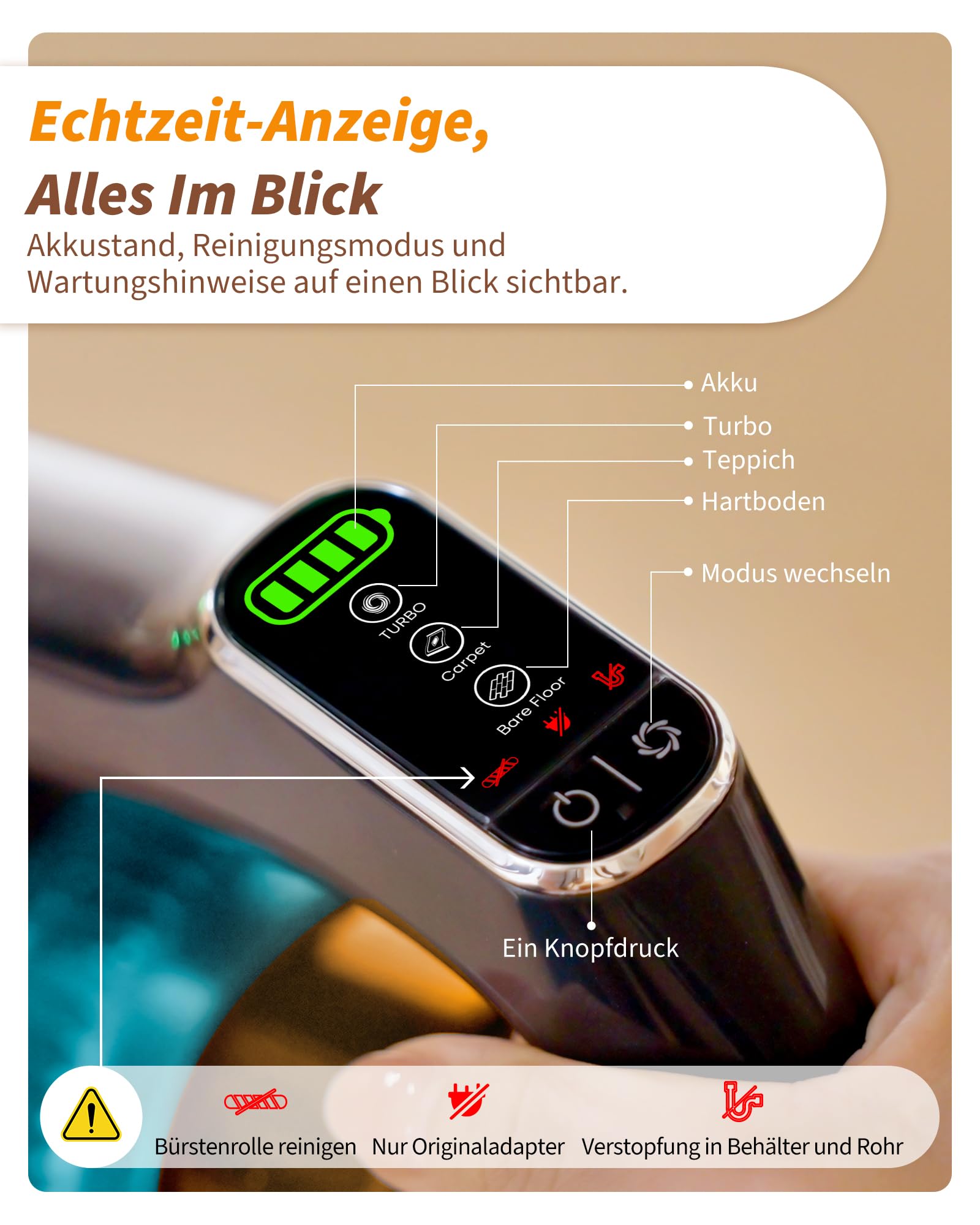 ElecKeys Akku Staubsauger 55000Pa/650W/65Min, Staubsauger Kabellos mit Lade-/Aufbewahrungsstation, Faltbar, Selbststehend, Anti-Tangle-Bürste, Akkustaubsauger für Tierhaare Teppiche Hartböden Auto